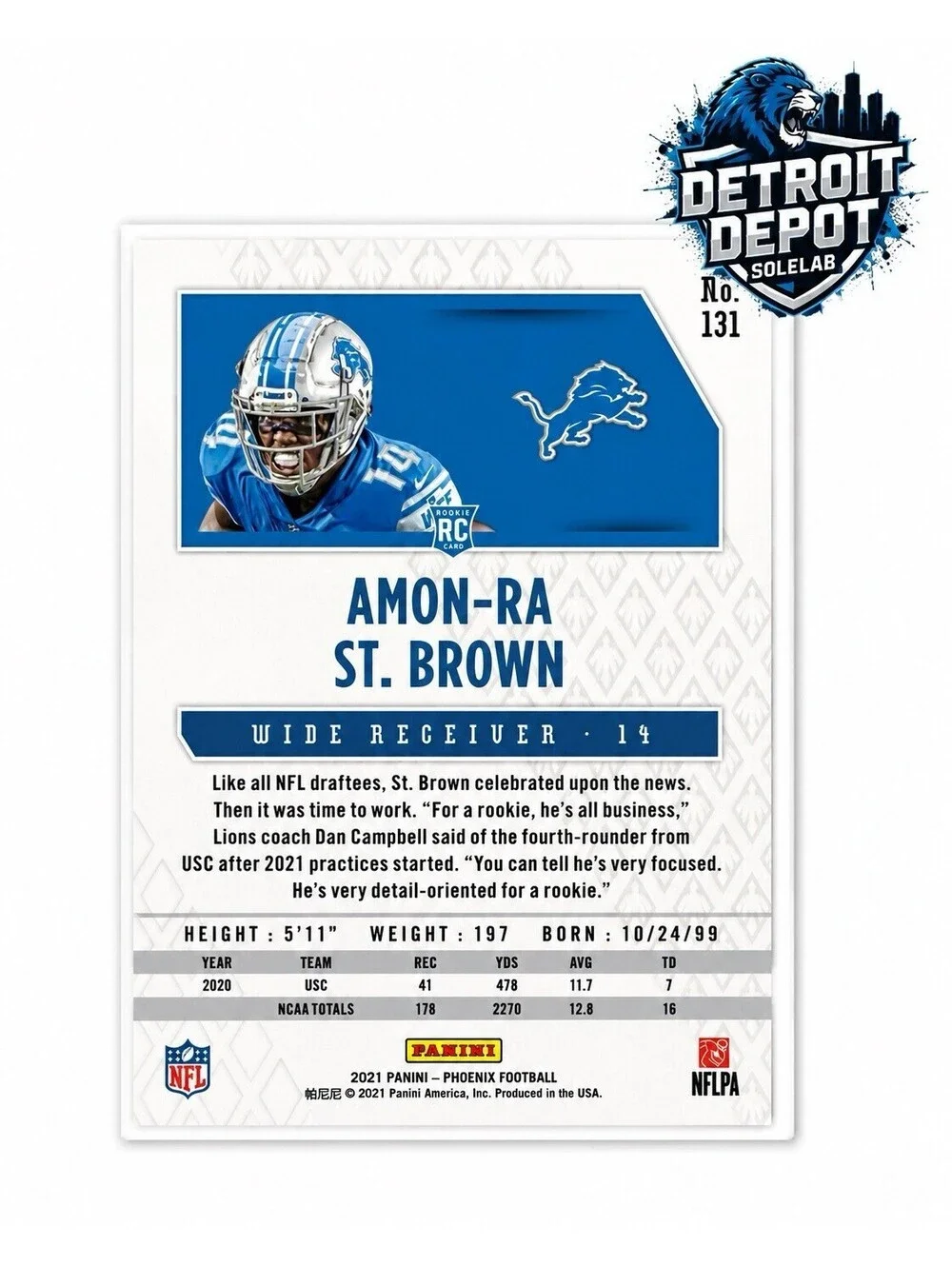 2021 Panini Phoenix Amon-Ra St. Brown RC Fire Burst #131 Detroit Lions Rookie